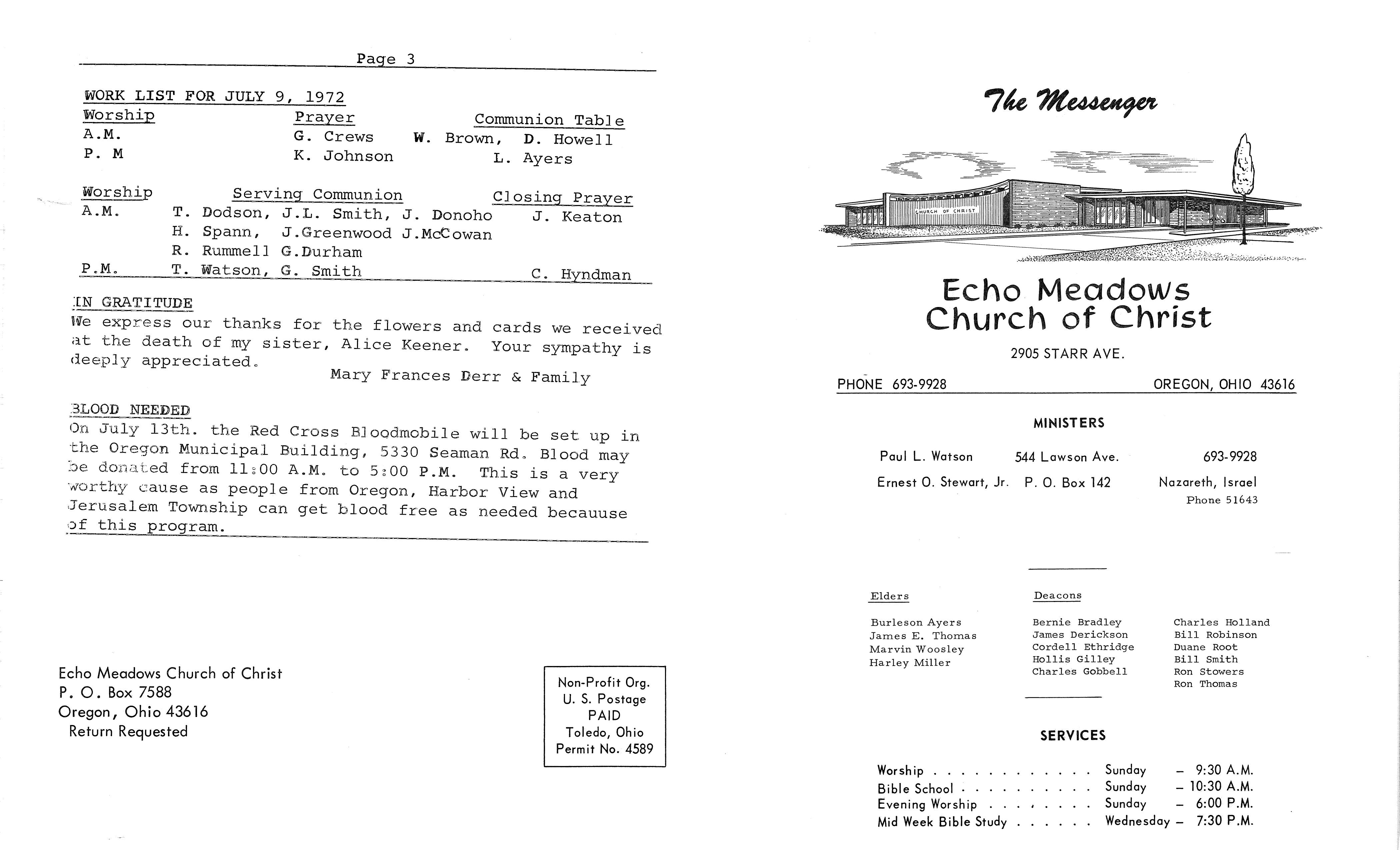 Scanned bulletin, page 1 of 1972-07-09.pdf