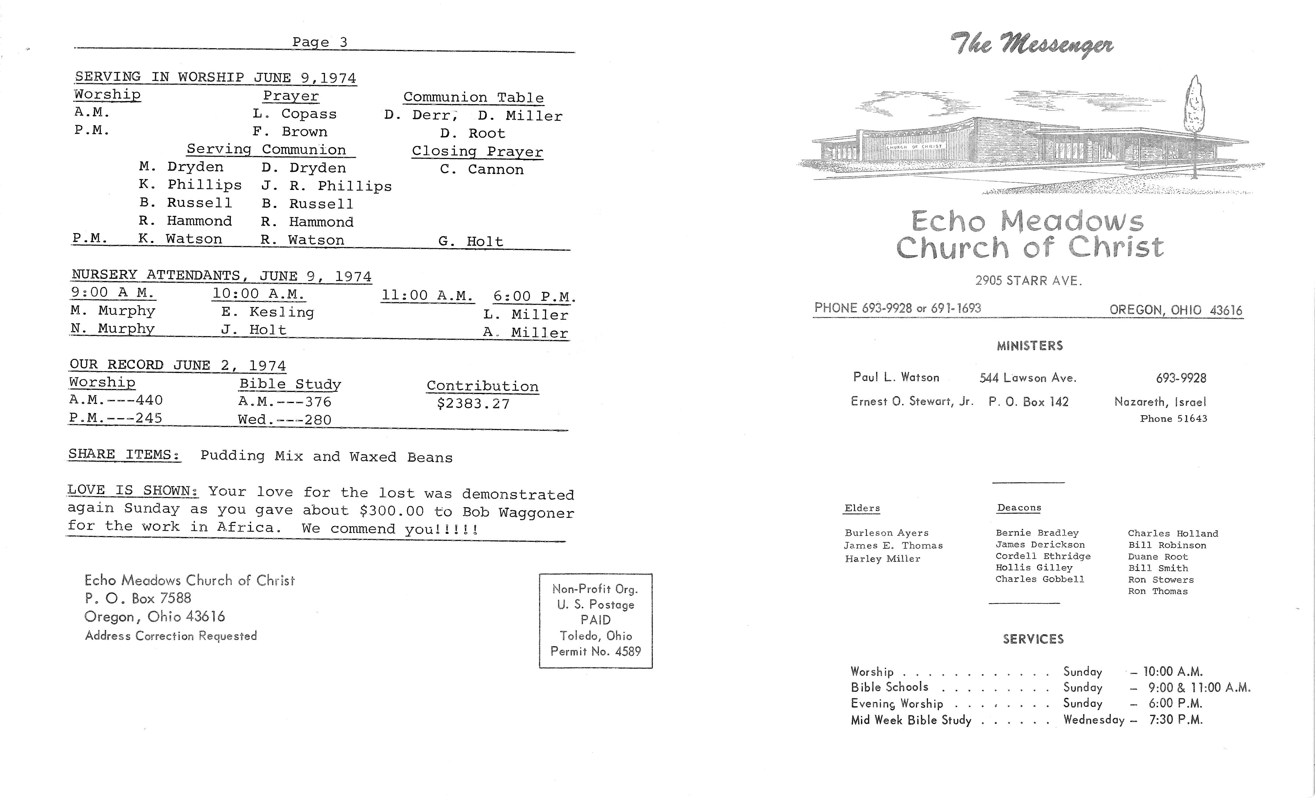 Scanned bulletin, page 1 of 1974-06-09.pdf