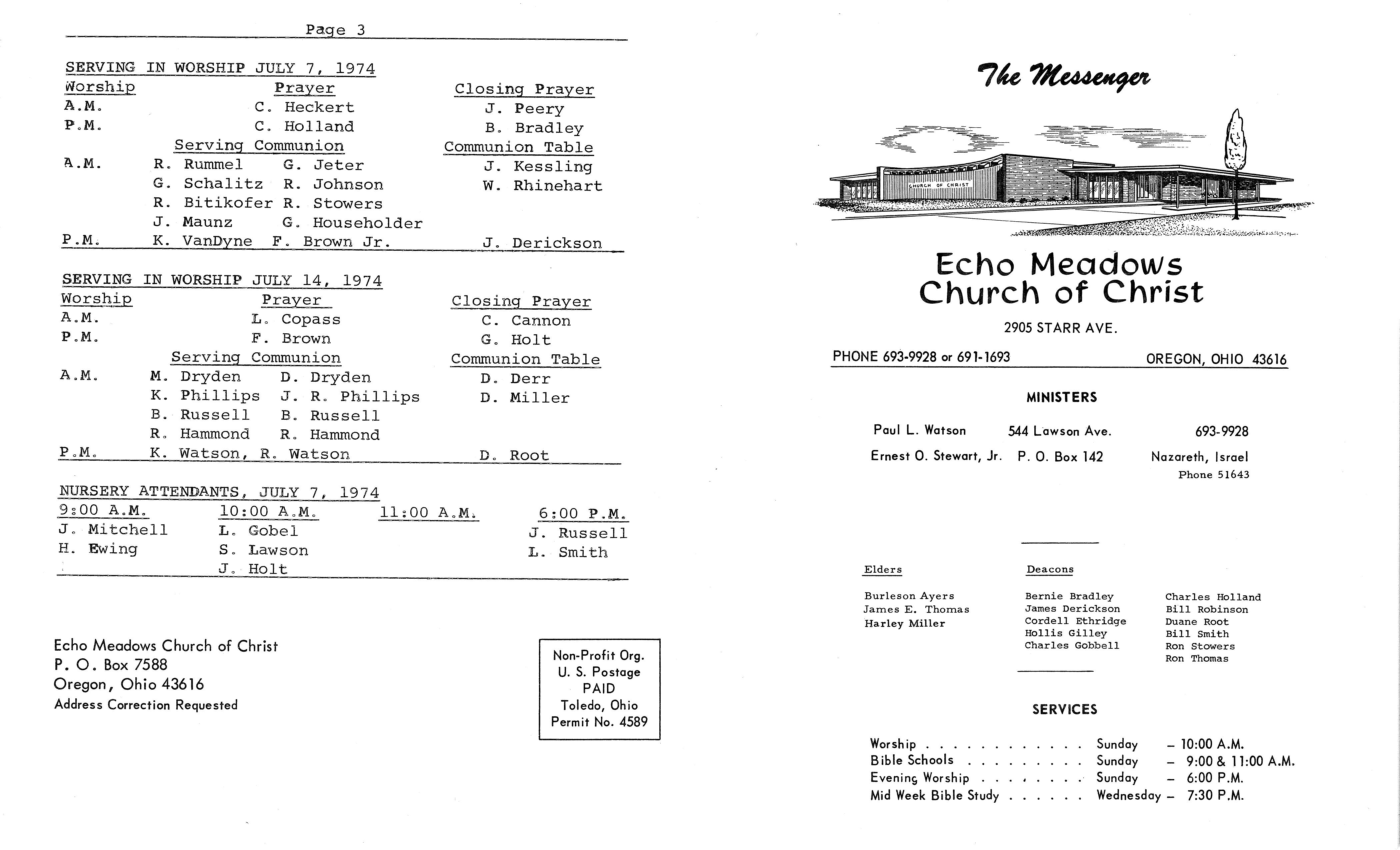 Scanned bulletin, page 1 of 1974-07-07.pdf