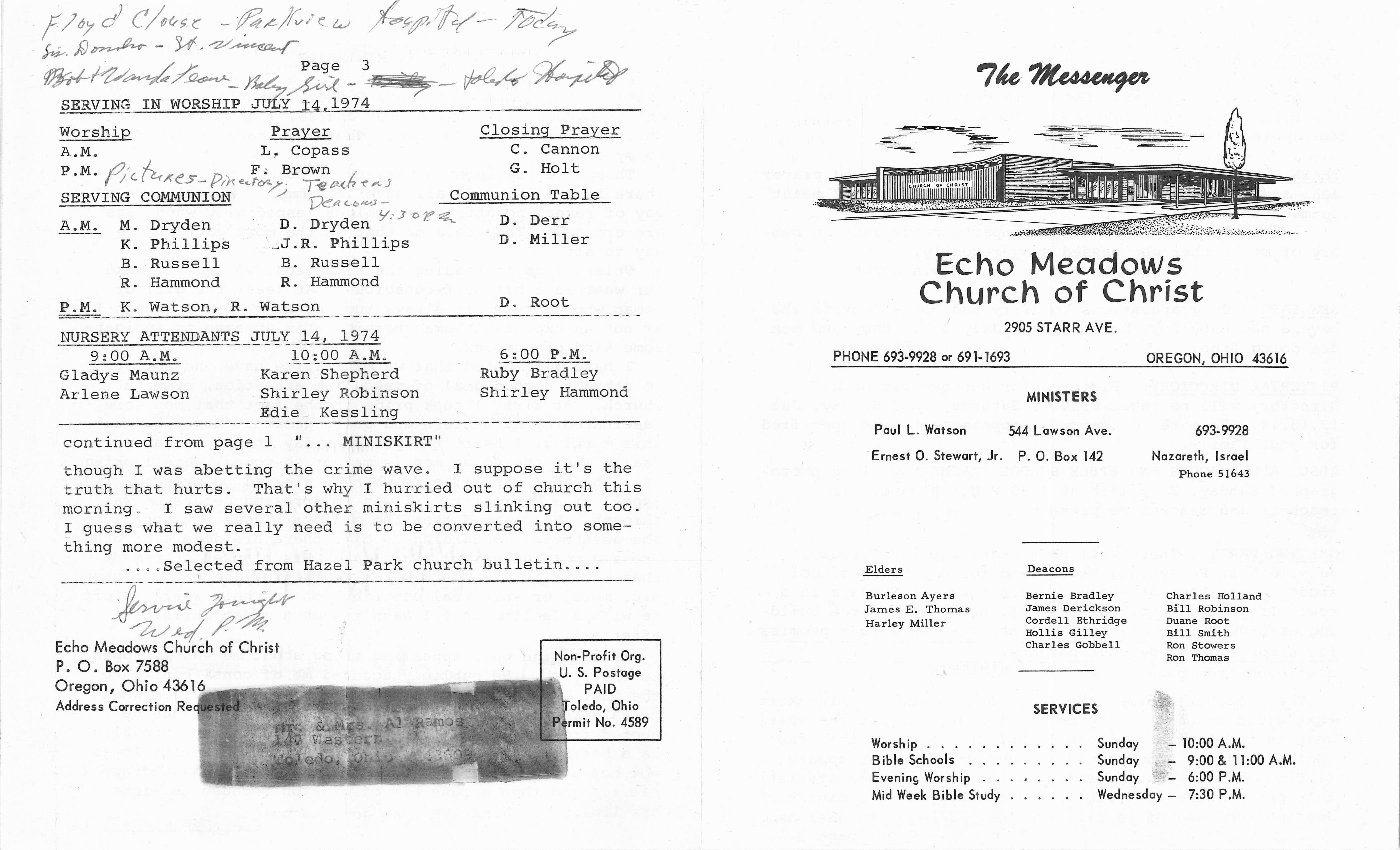 Scanned bulletin, page 1 of 1974-07-14.pdf