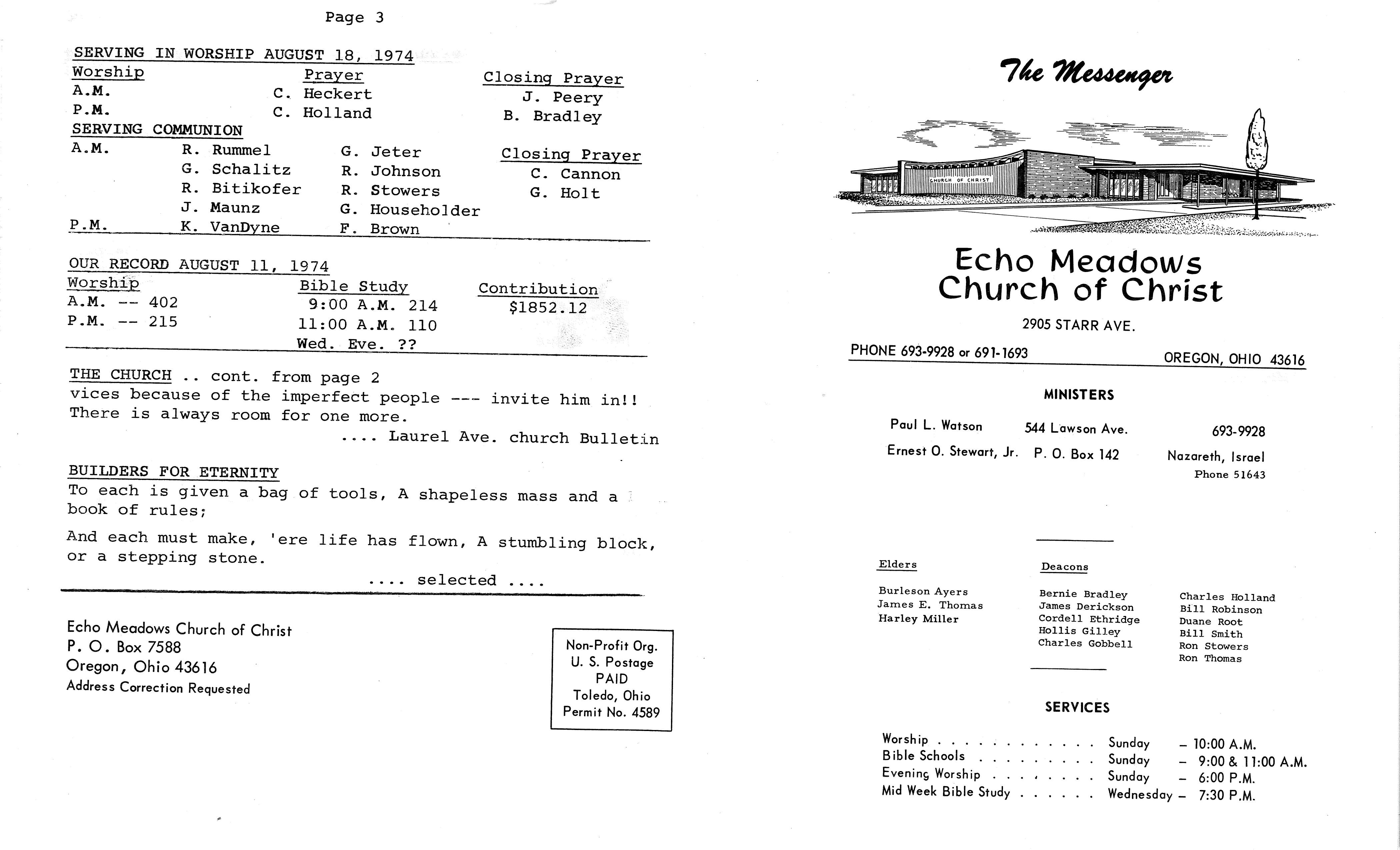 Scanned bulletin, page 1 of 1974-08-18.pdf