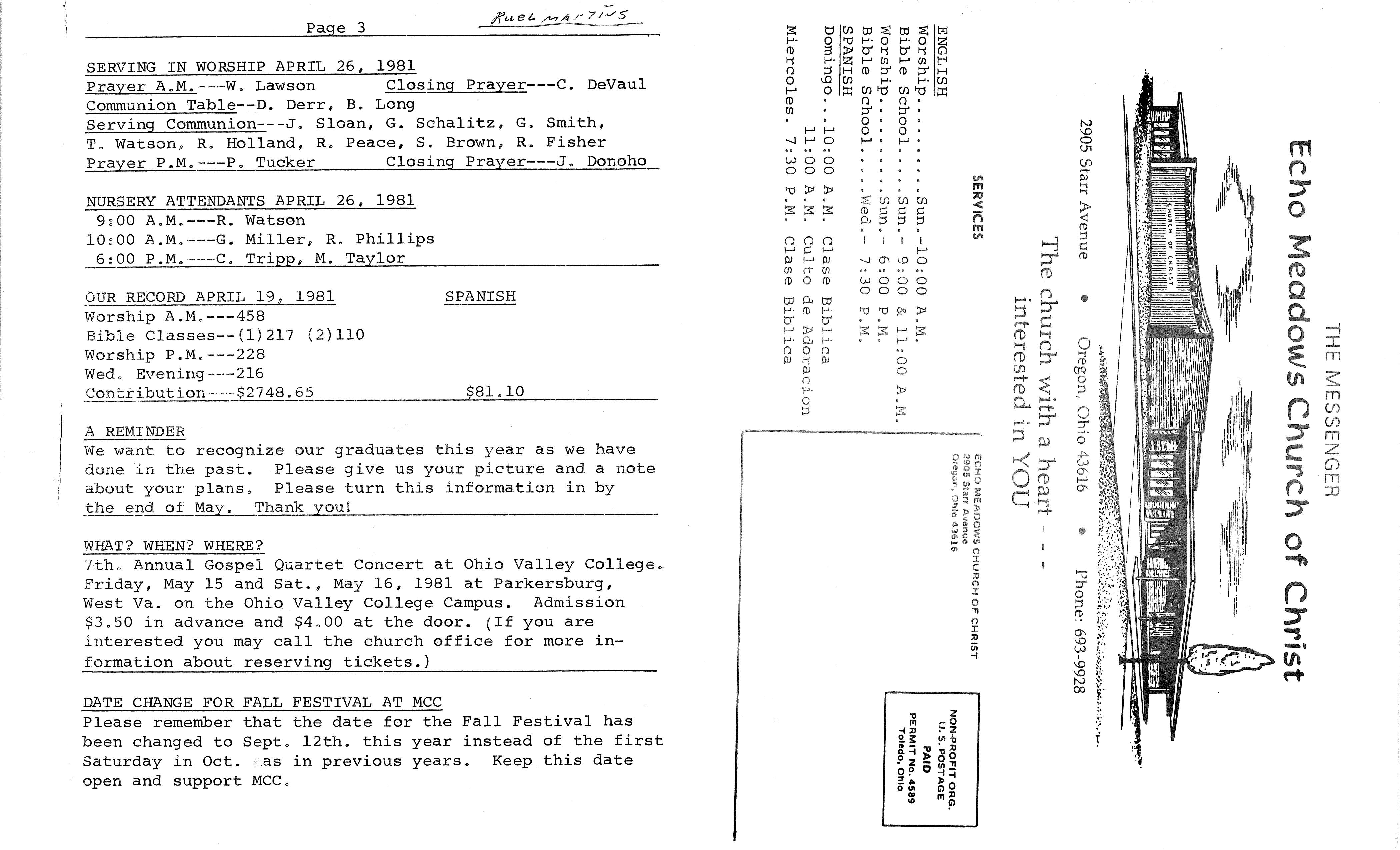 Scanned bulletin, page 1 of 1981-04-26.pdf