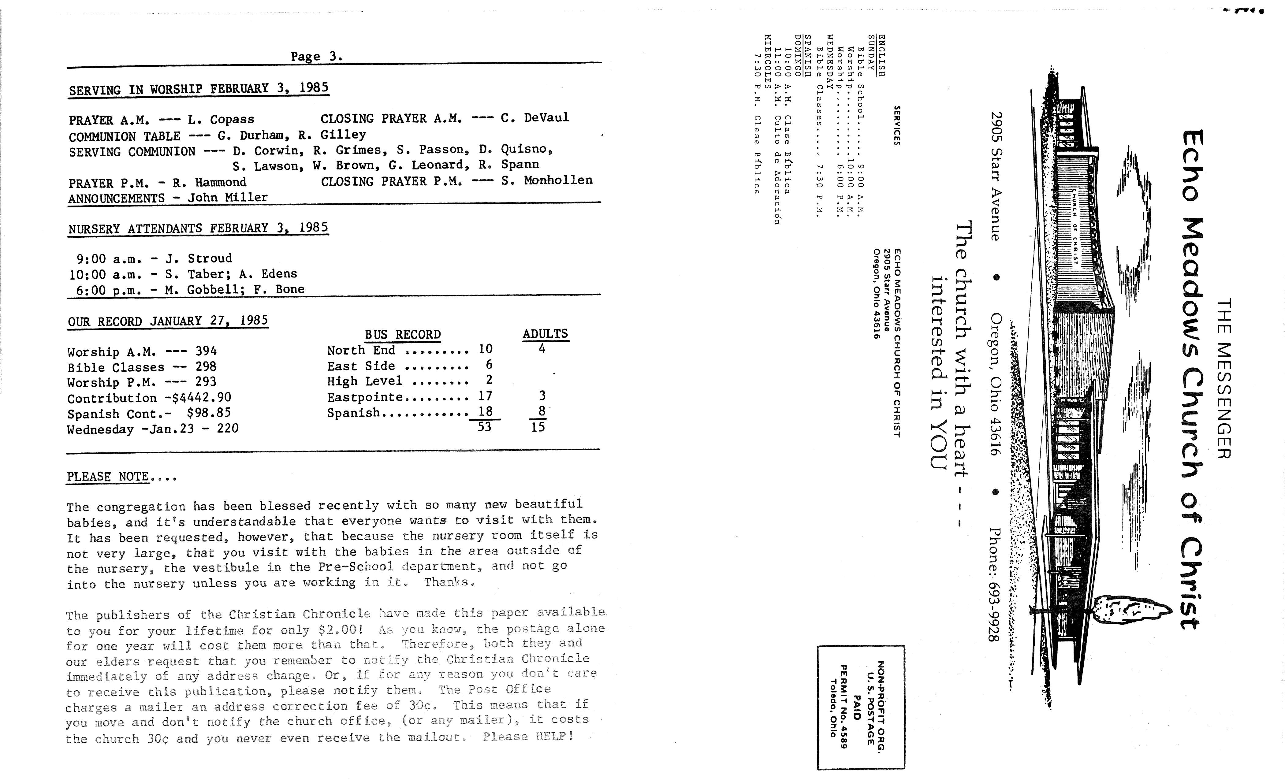 Scanned bulletin, page 1 of 1985-02-03.pdf