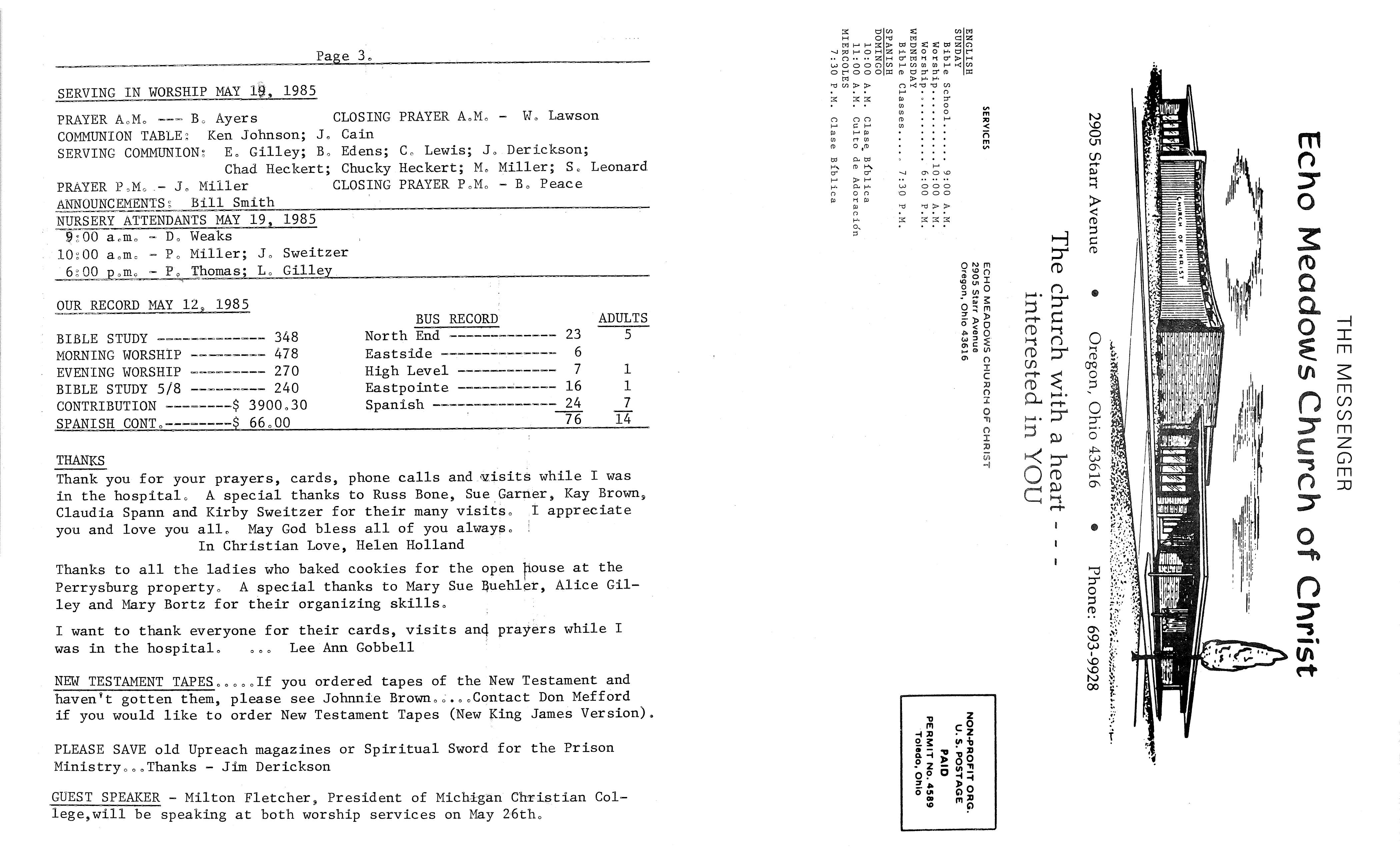 Scanned bulletin, page 1 of 1985-05-19.pdf