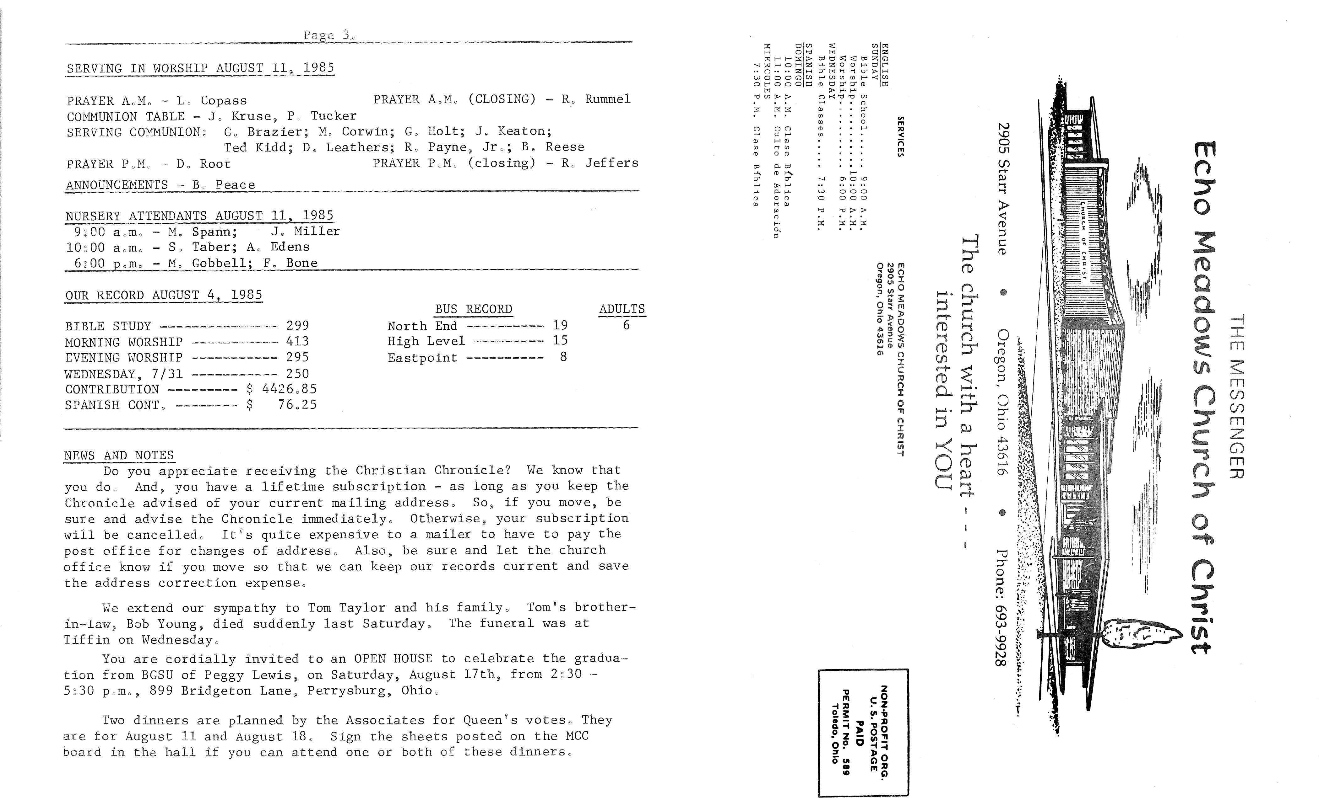 Scanned bulletin, page 1 of 1985-08-11.pdf