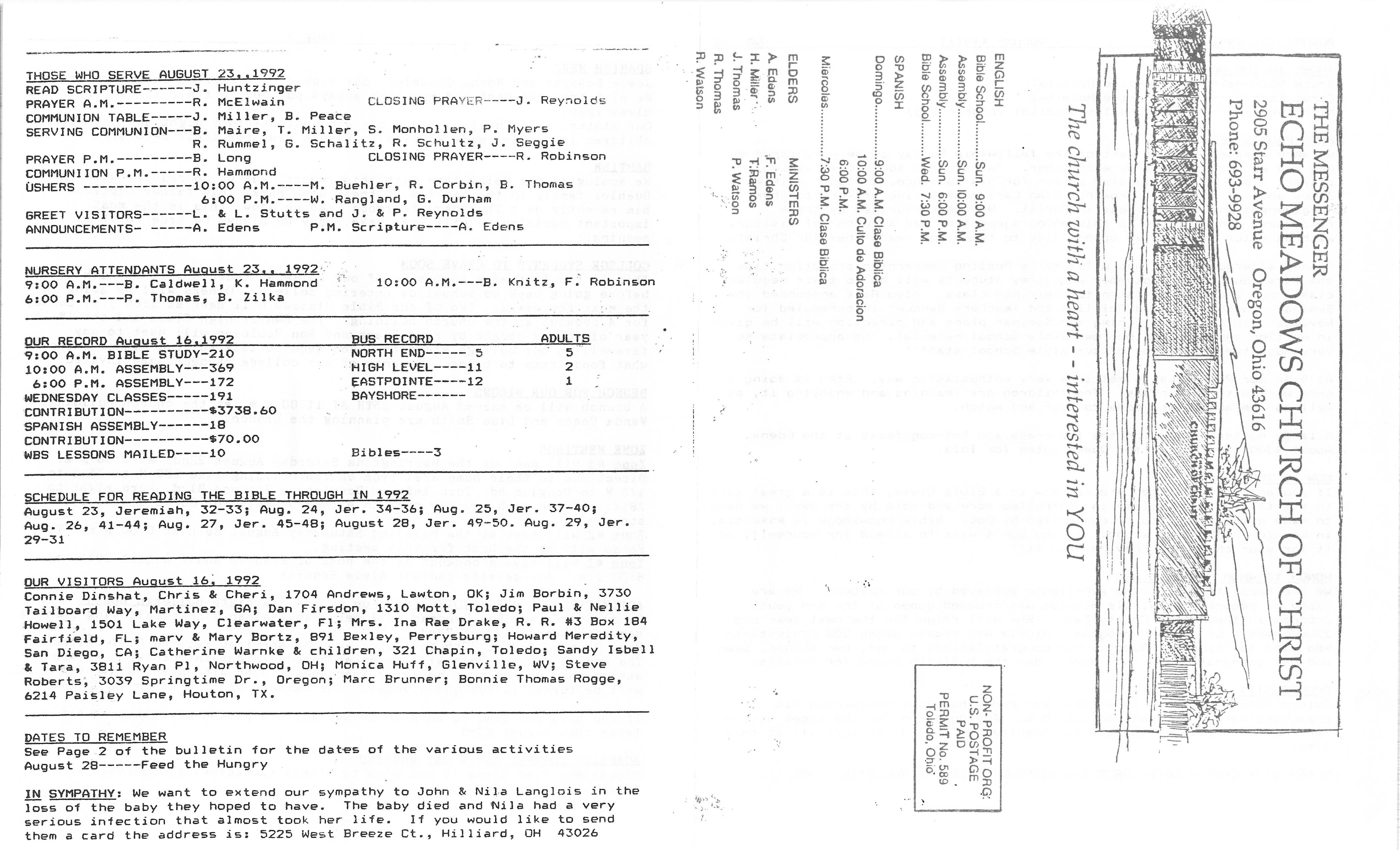 Scanned bulletin, page 1 of 1992-08-23.pdf
