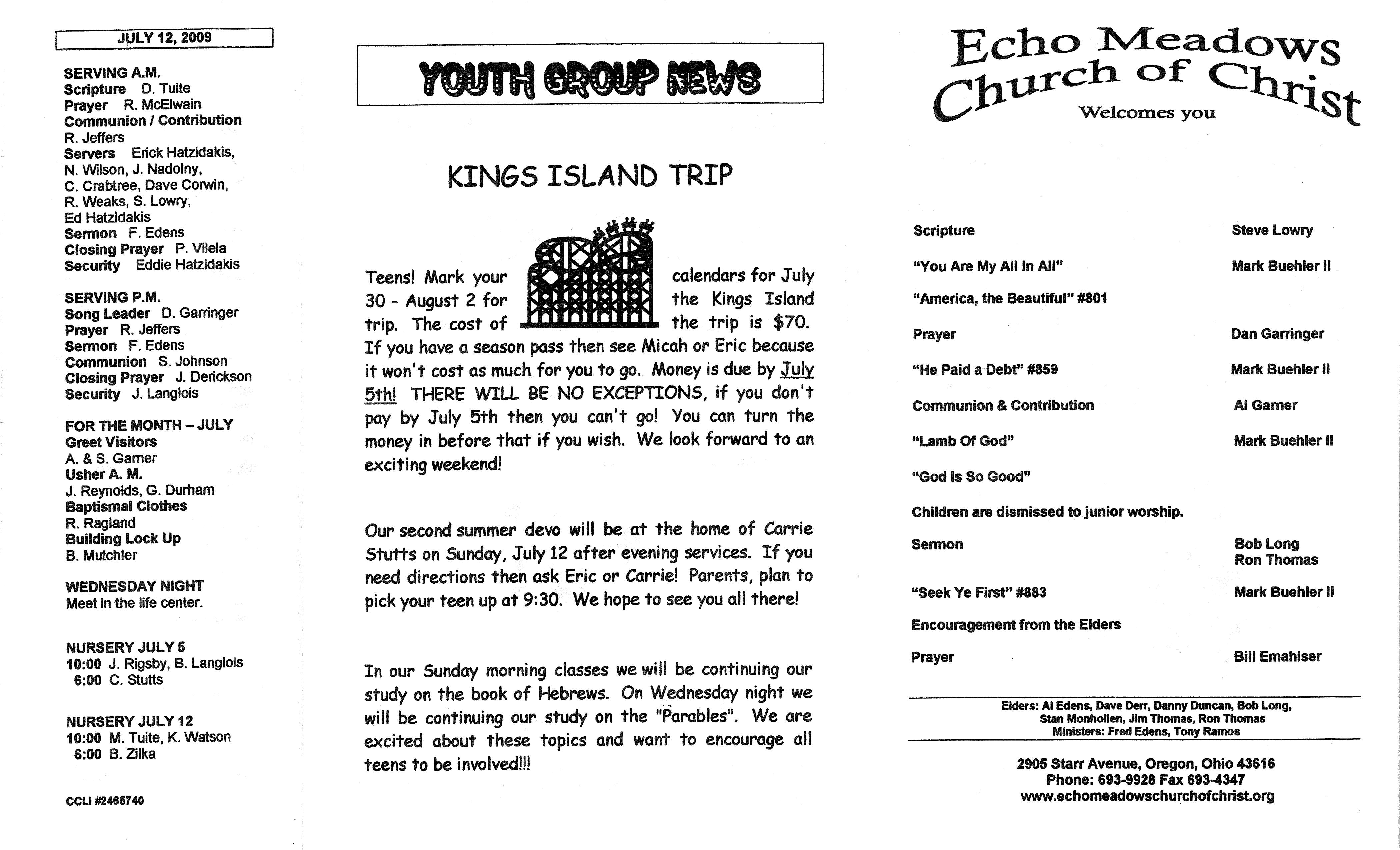 Scanned bulletin, page 1 of 2009-07-05.pdf